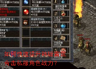 如何快速提升韩版雷霆合击私服角色战力? 如何快速提升韩版雷霆合击私服角色战力?