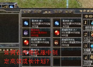 如何在传奇私服中制定高效成长计划? 如何在传奇私服中制定高效成长计划?